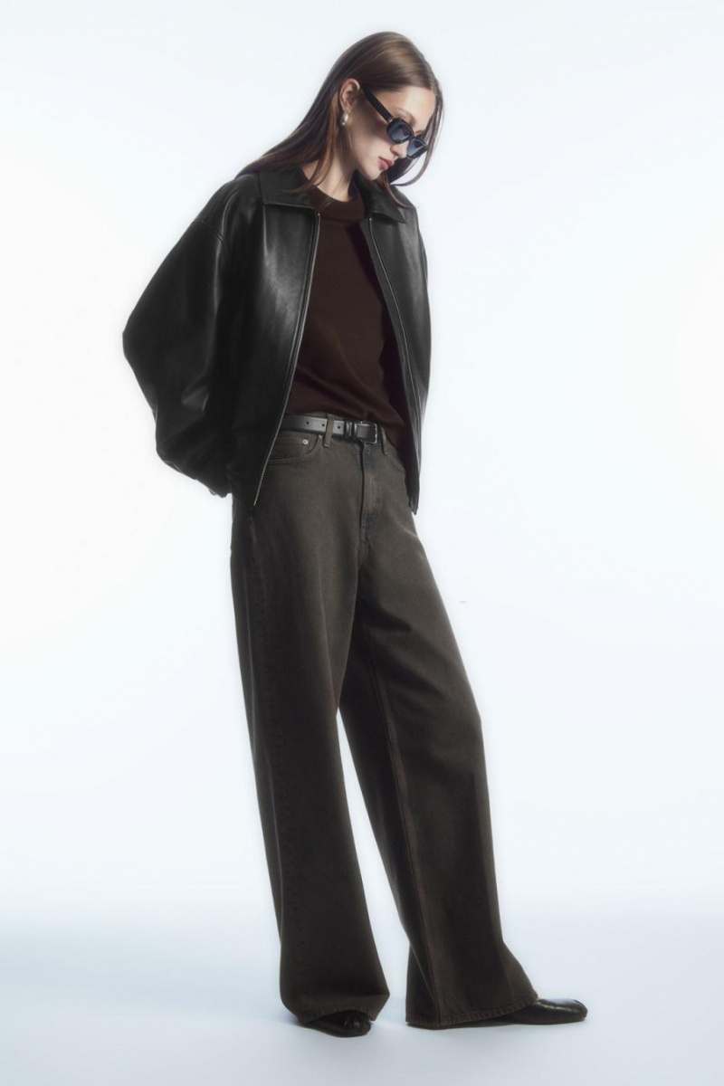 COS Regular-fit Heavyweight Long-sleeved Póló Női Sötétbarna | UGY-048567