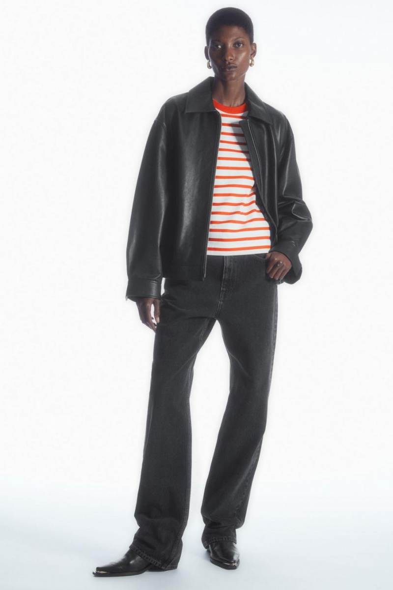COS Regular-fit Heavyweight Long-sleeved Póló Női Narancssárga Fehér | WTG-947102