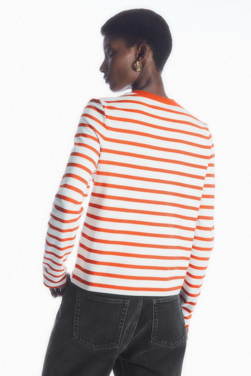 COS Regular-fit Heavyweight Long-sleeved Póló Női Narancssárga Fehér | WTG-947102