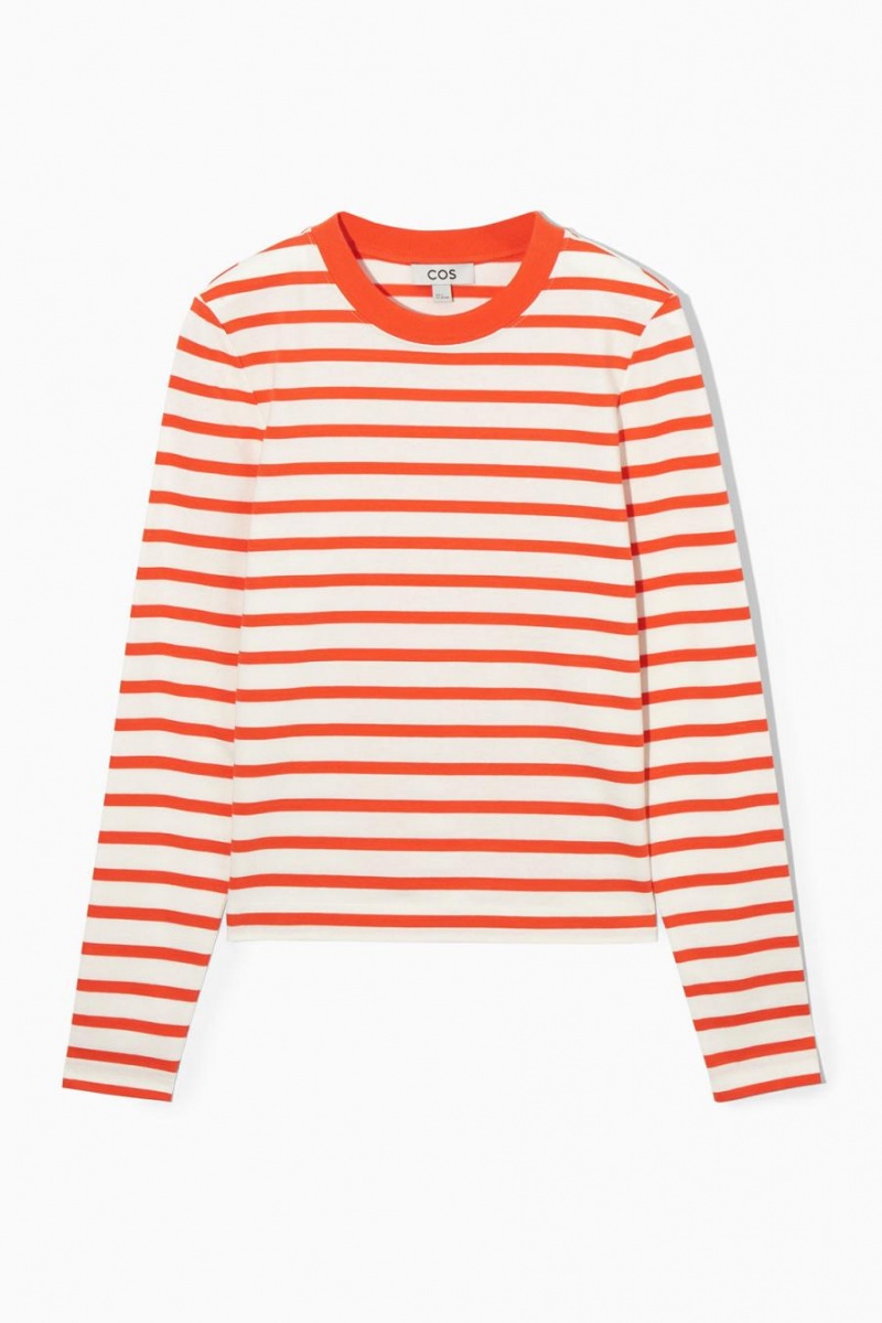 COS Regular-fit Heavyweight Long-sleeved Póló Női Narancssárga Fehér | WTG-947102
