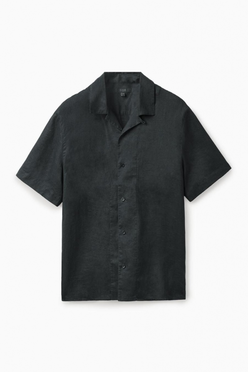 COS Regular-fit Hemp Ing Férfi Fekete | NKC-084756
