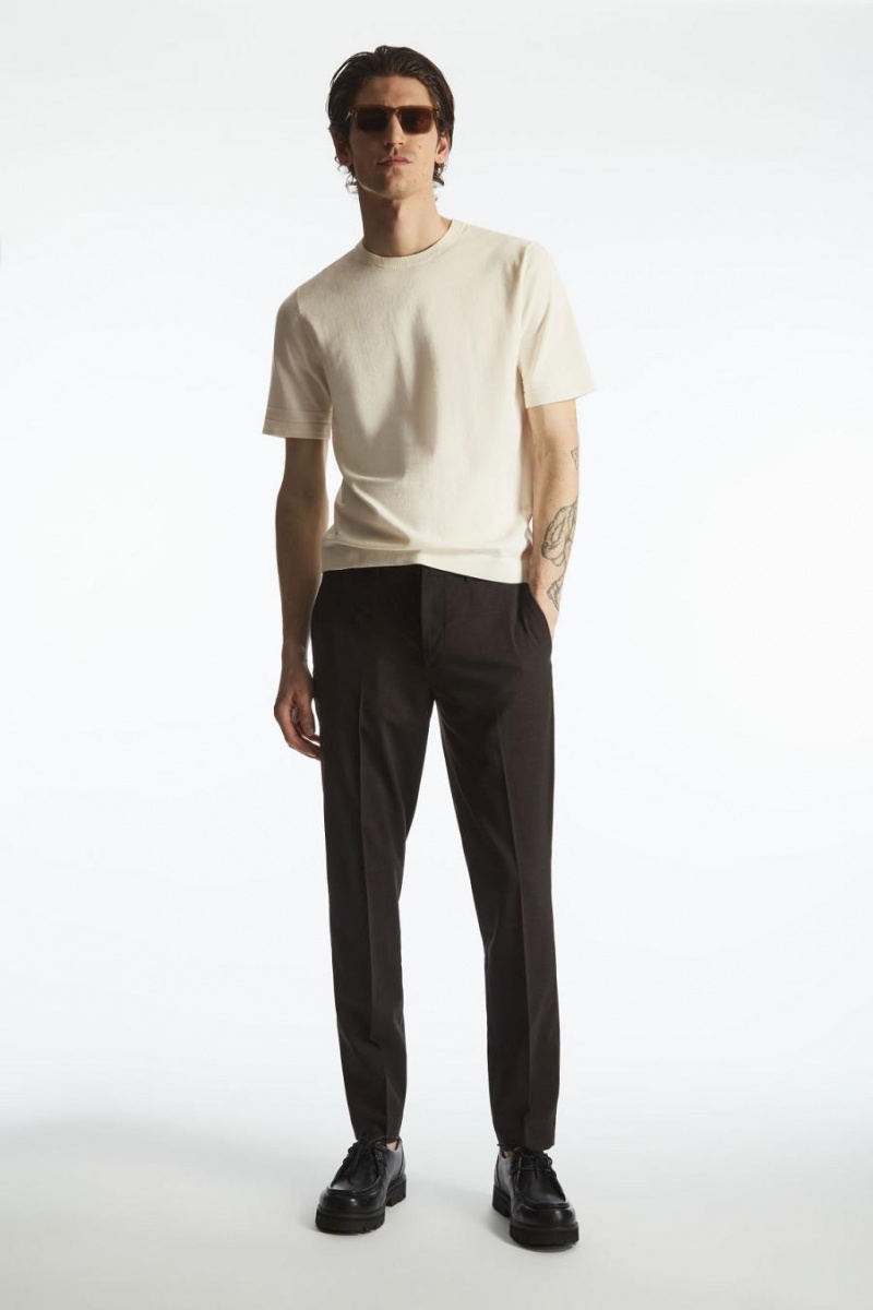 COS Regular-fit Kötött-cuff Póló Férfi Fehér | TDQ-842795