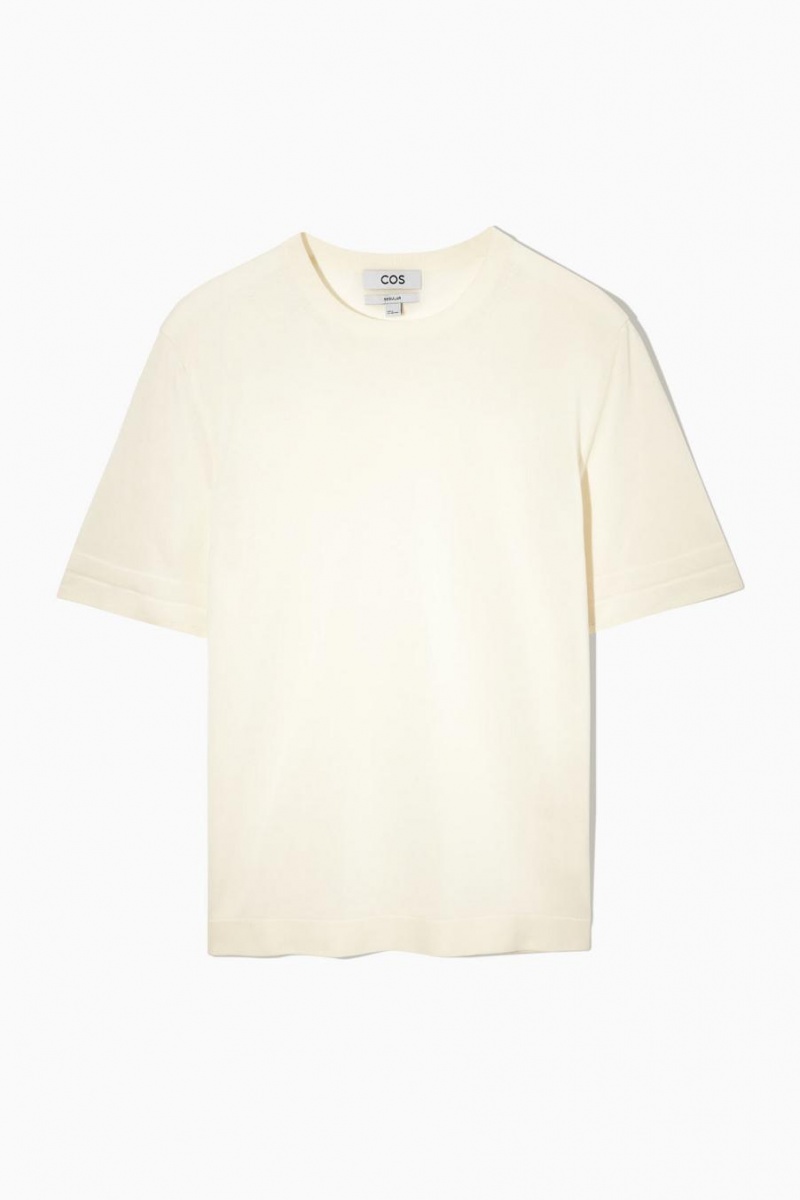 COS Regular-fit Kötött-cuff Póló Férfi Fehér | TDQ-842795