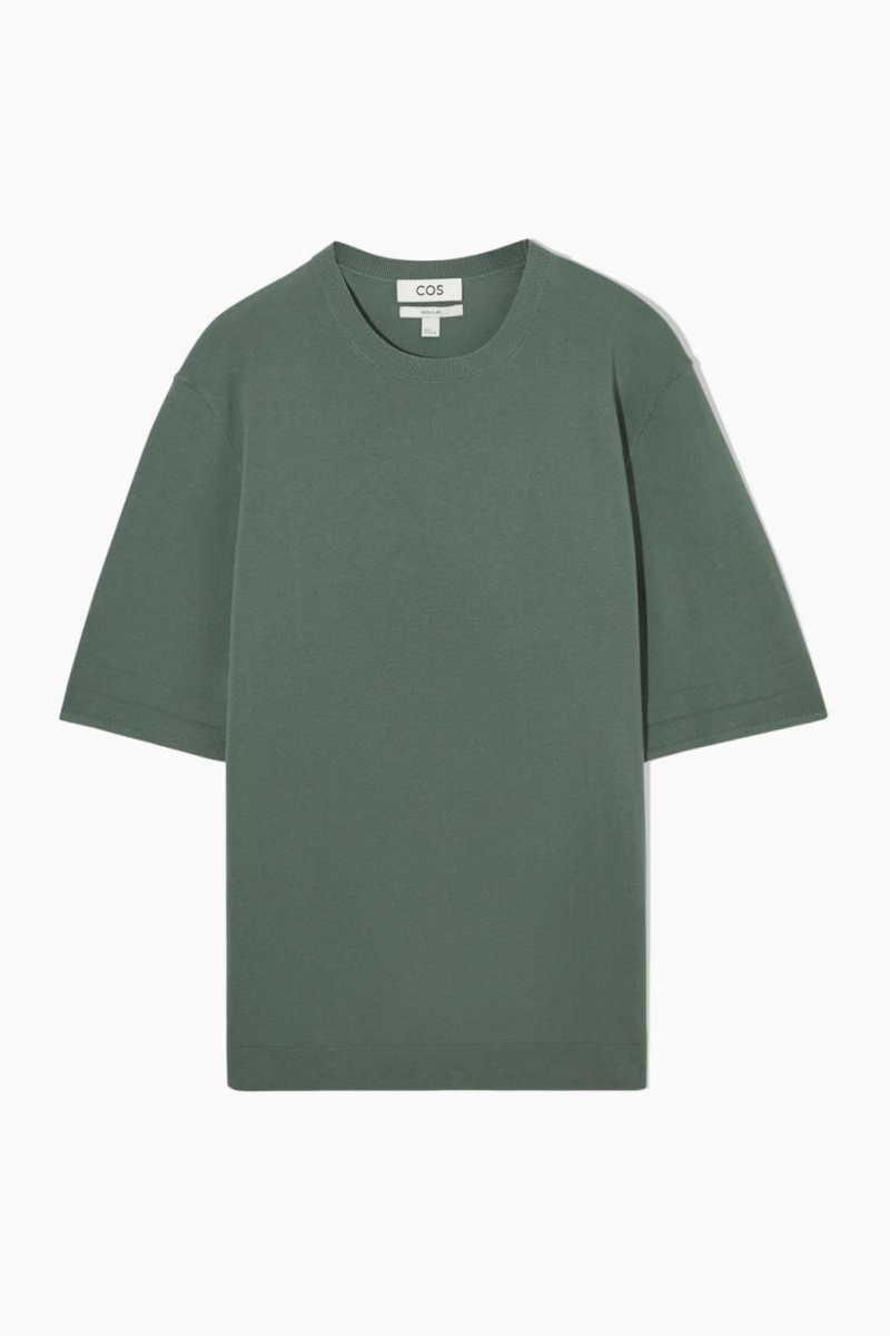 COS Regular-fit Kötött-cuff Póló Férfi Zöld | FGZ-203489