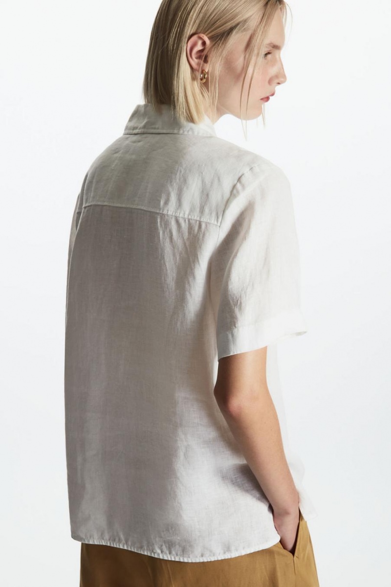 COS Regular-fit Linen Ing Női Fehér | CDU-054973