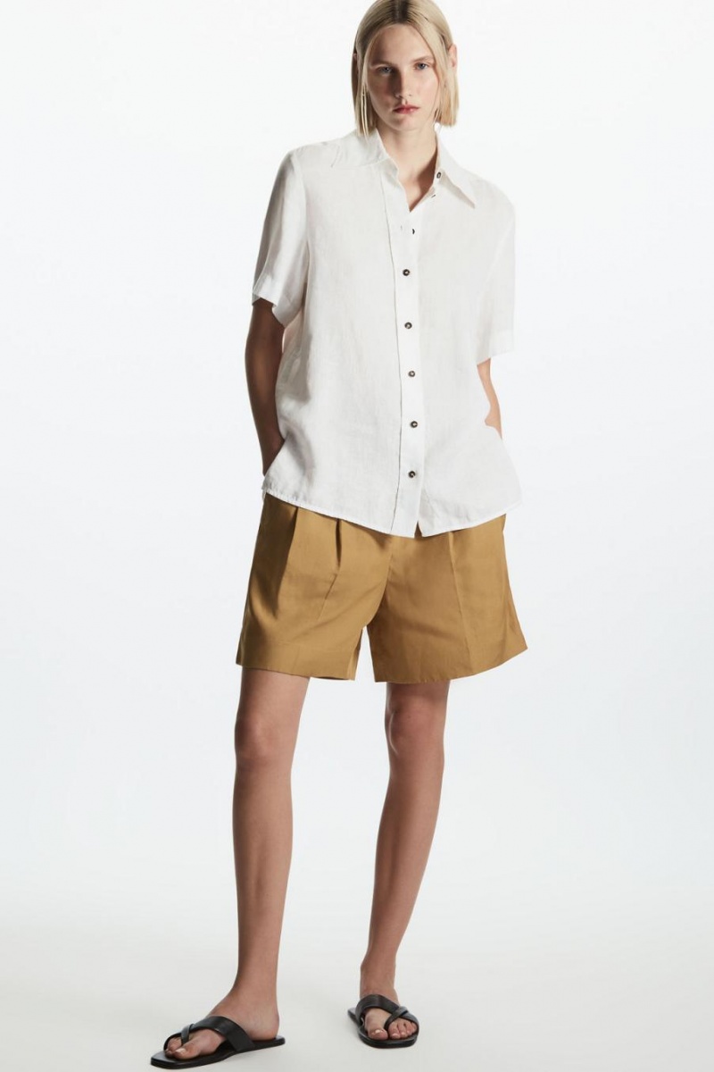 COS Regular-fit Linen Ing Női Fehér | CDU-054973