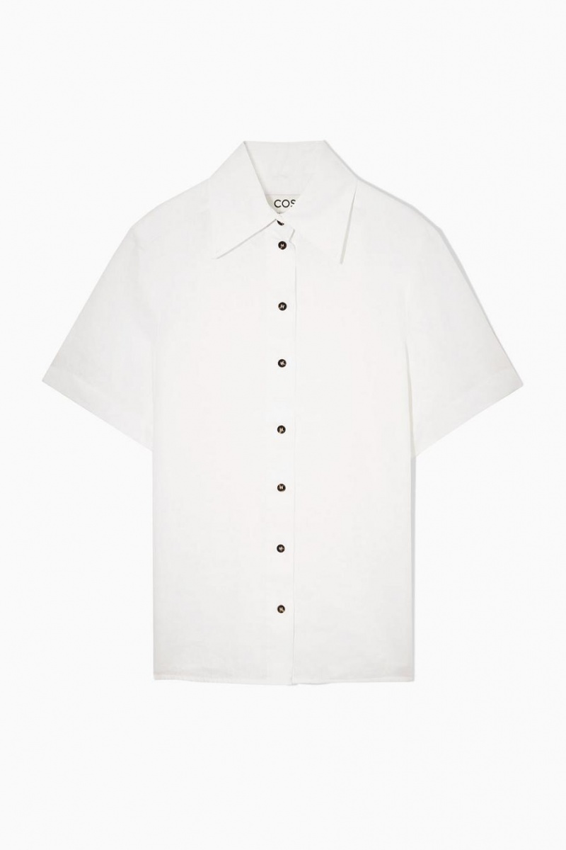 COS Regular-fit Linen Ing Női Fehér | CDU-054973