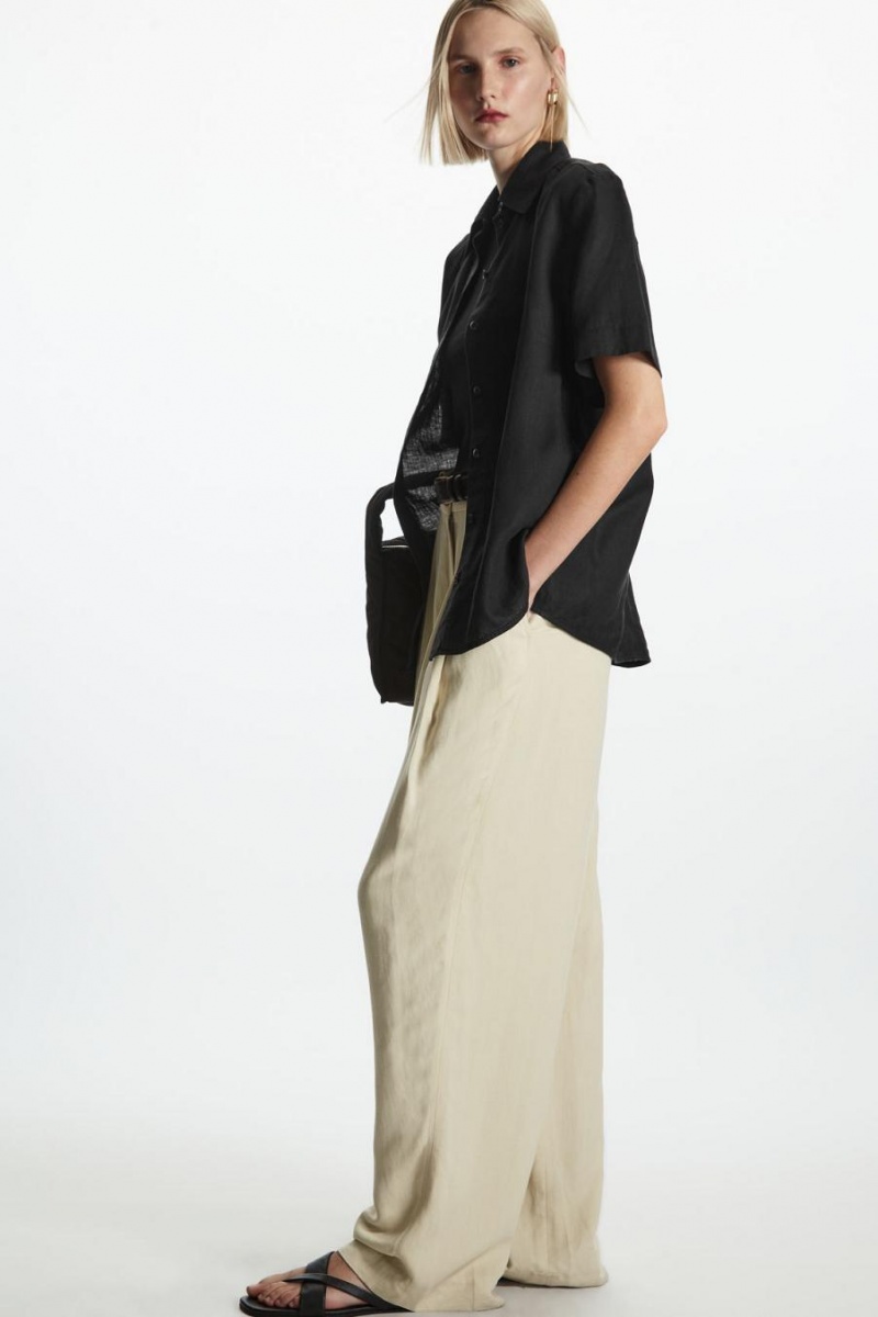 COS Regular-fit Linen Ing Női Fekete | IZY-482603