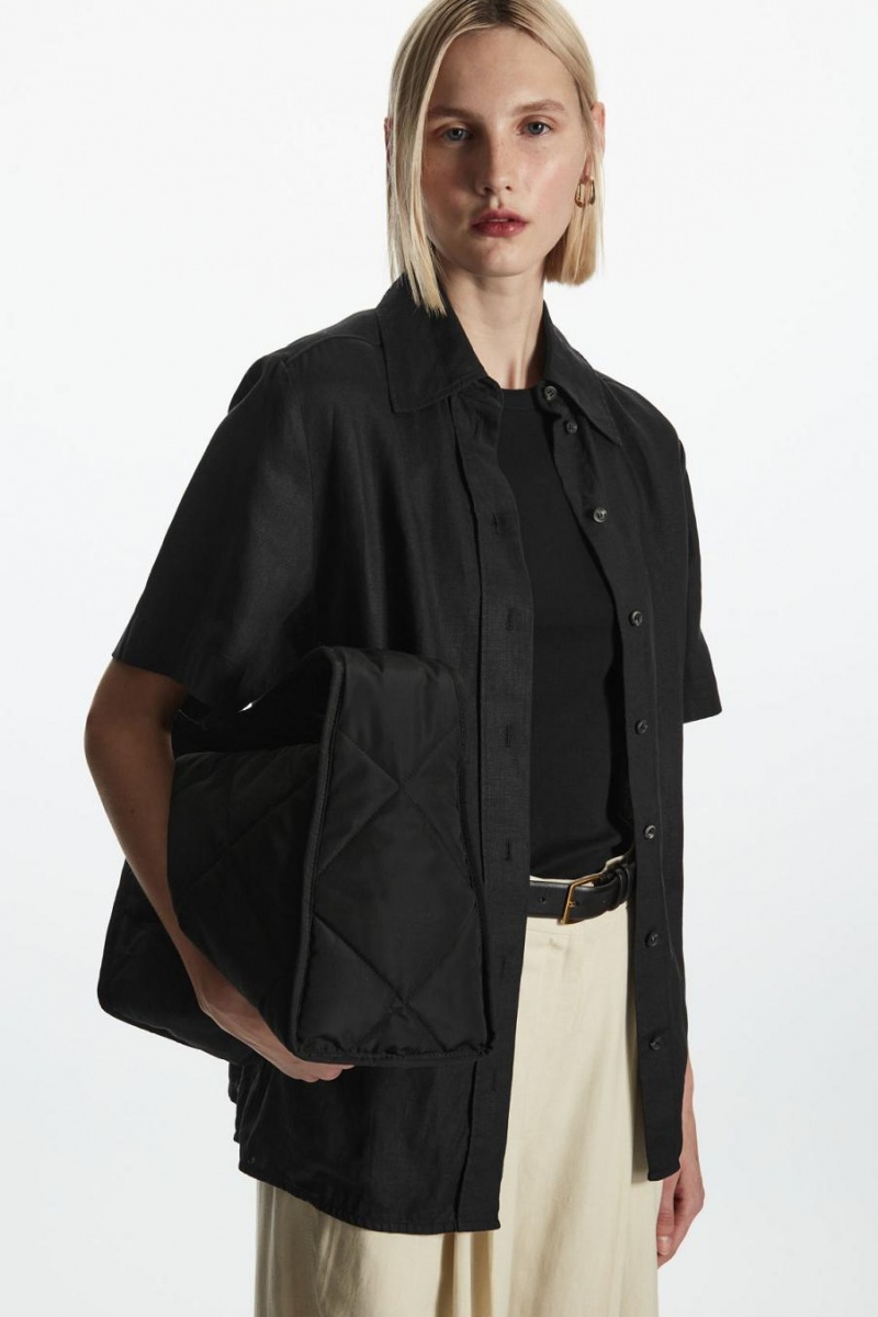 COS Regular-fit Linen Ing Női Fekete | IZY-482603