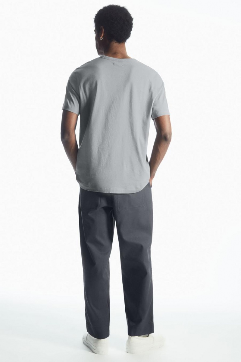 COS Regular-fit Mid-weight Brushed Póló Férfi Világos Kék | GRC-560314