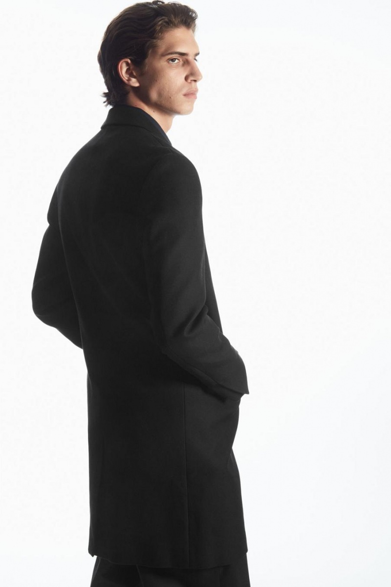 COS Regular-fit Twill Kabát Férfi Fekete | JXE-675813