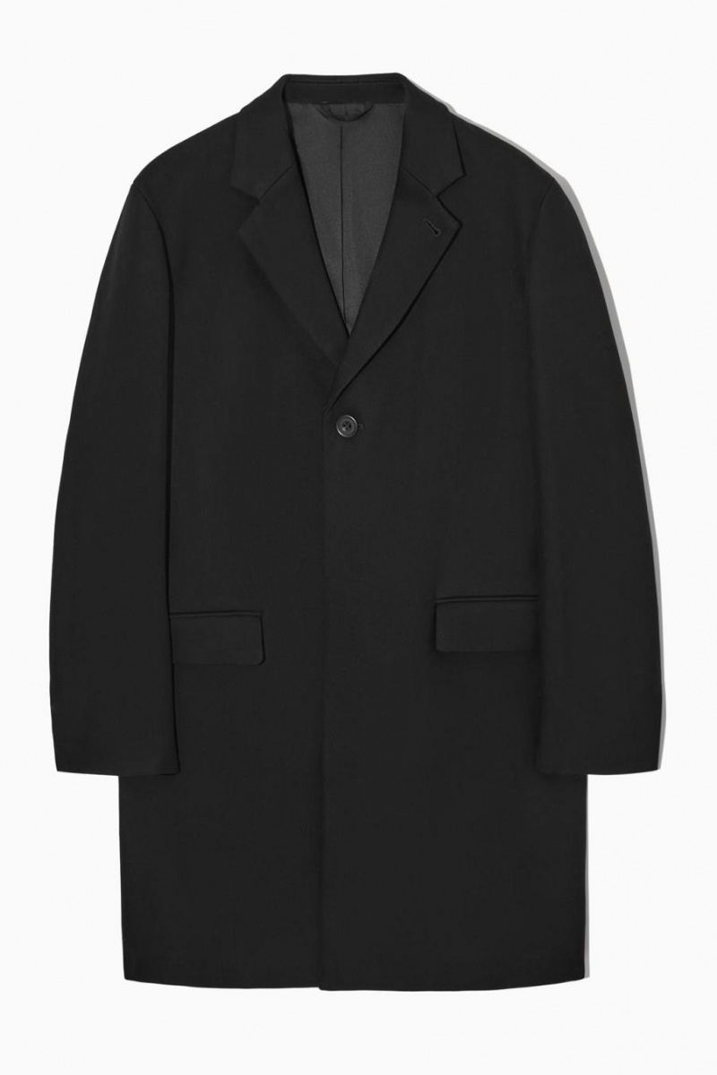 COS Regular-fit Twill Kabát Férfi Fekete | JXE-675813