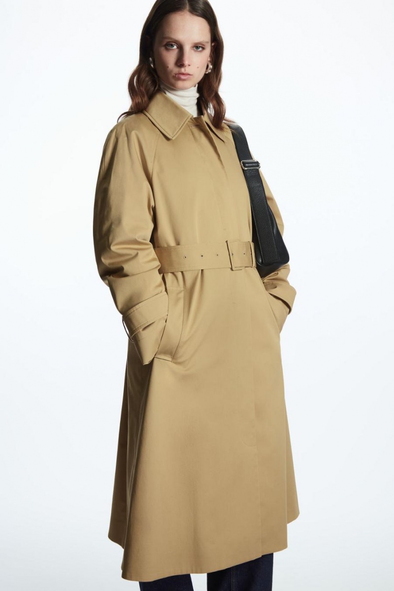 COS Regular-fit Twill Trench Kabát Női Bézs | LKY-583912