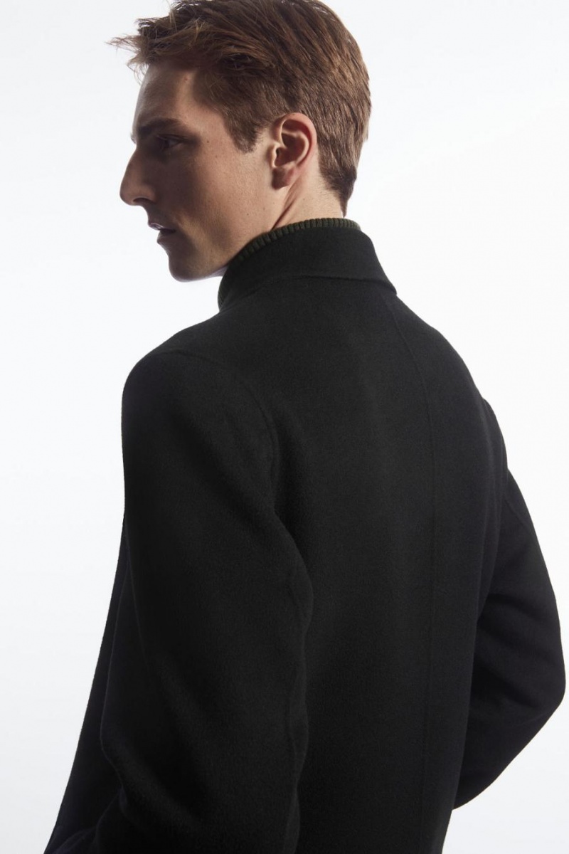 COS Relaxed-fit Double-faced Gyapjú Kabát Férfi Fekete | TBA-489260