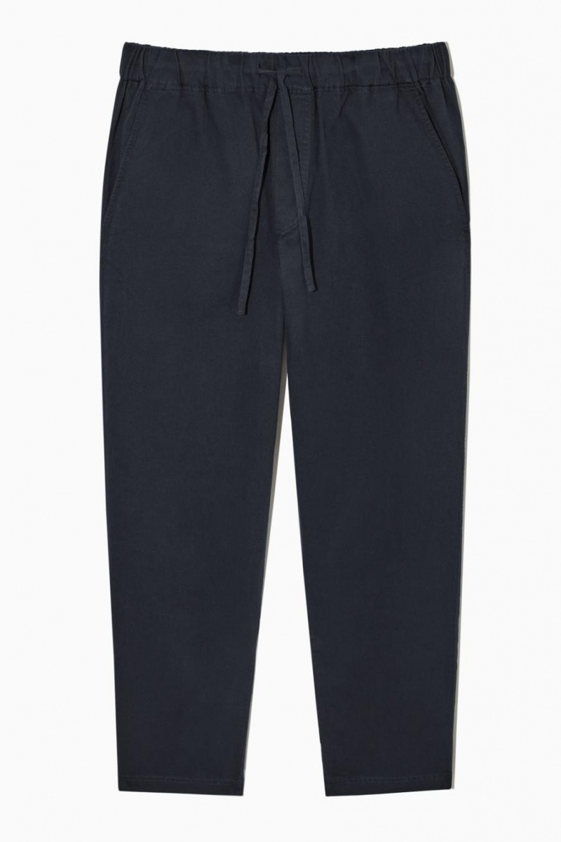 COS Relaxed-fit Drawstring Twill Nadrág Férfi Sötétkék | SNX-039285