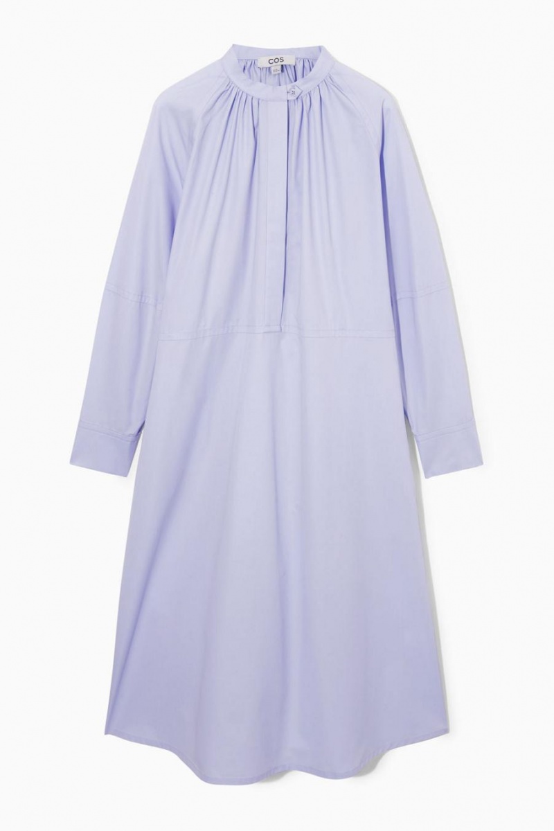 COS Relaxed-fit Gathered Midi Shirt Ruha Női Világos Lila | DPN-718562
