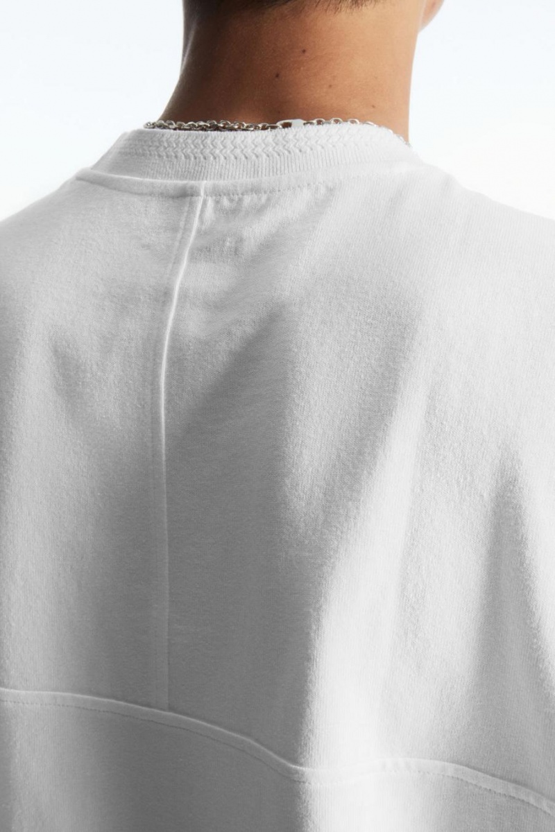 COS Relaxed-fit Panelled Póló Férfi Fehér | SPN-370584