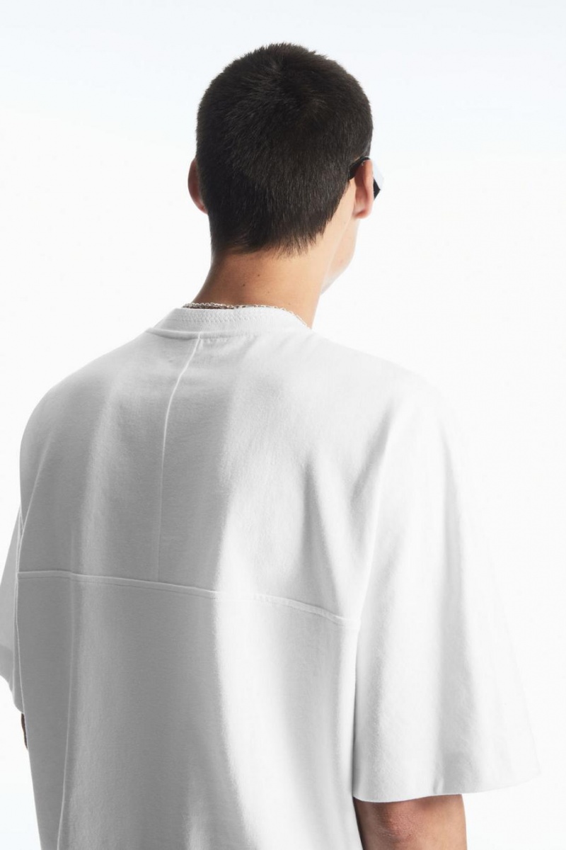COS Relaxed-fit Panelled Póló Férfi Fehér | SPN-370584