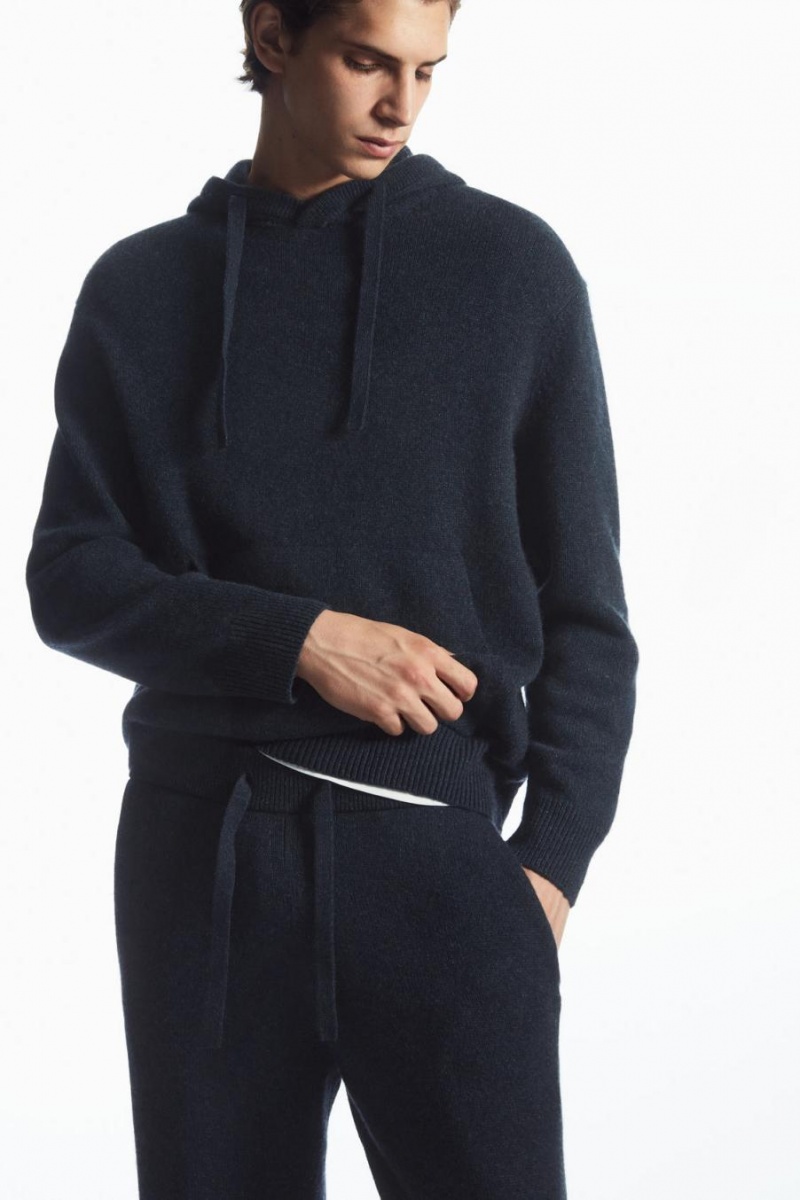 COS Relaxed-fit Pure Cashmere Nadrág Férfi Sötétkék | VBD-693728