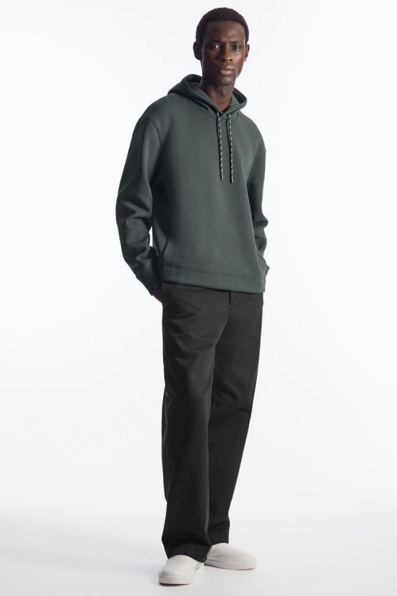 COS Relaxed-fit Scuba Kapucnis Pulóver Férfi Sötétzöld | GHC-630719