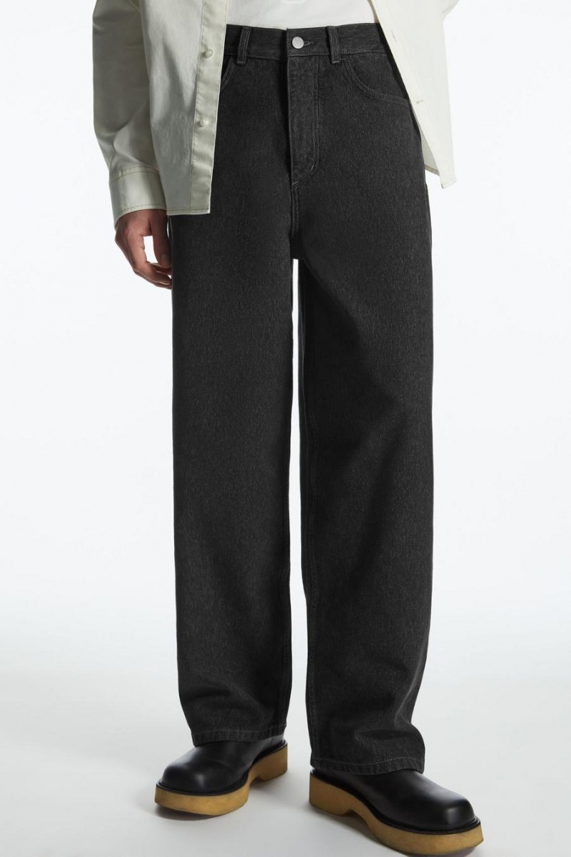 COS Relaxed-fit Széles Cipő-leg Farmernadrág Férfi Fekete | WQF-657208