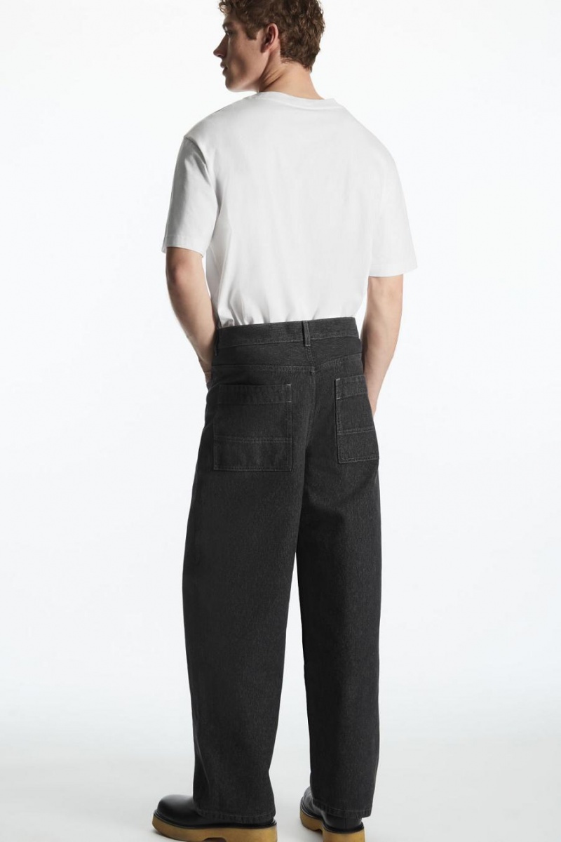 COS Relaxed-fit Széles Cipő-leg Farmernadrág Férfi Fekete | WQF-657208