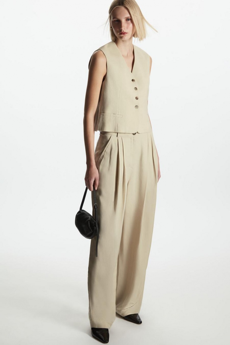 COS Relaxed-fit Tailored Nadrág Női Világos Bézs | LAW-539276
