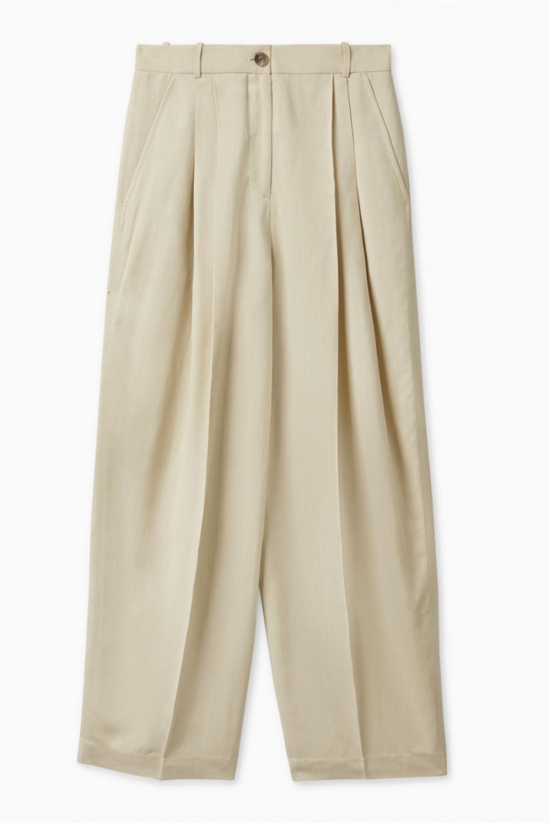 COS Relaxed-fit Tailored Nadrág Női Világos Bézs | LAW-539276