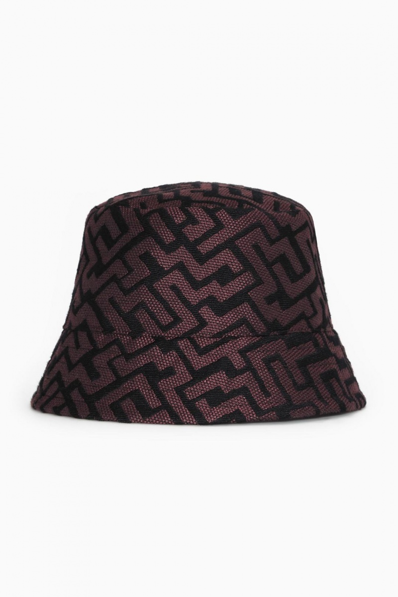 COS Reversible Geometric-jacquard Bucket Kalap Női Barna Fekete | ERT-437268