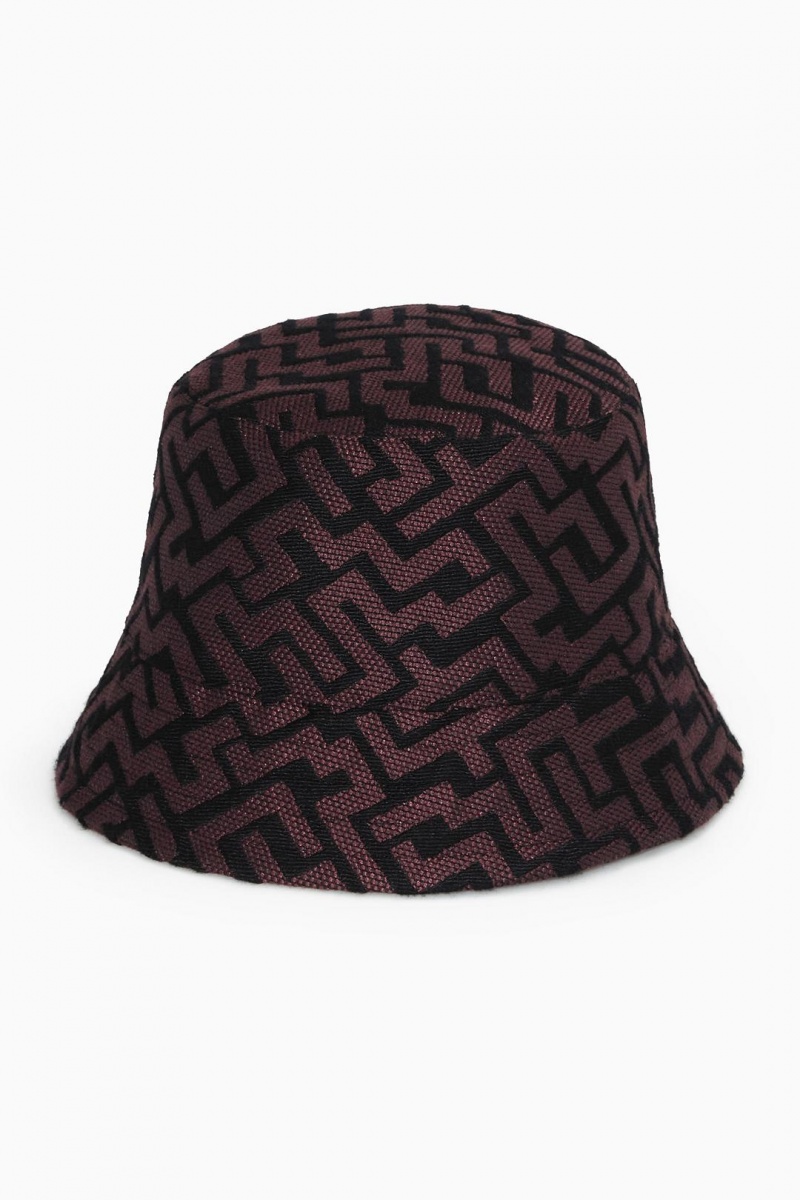 COS Reversible Geometric-jacquard Bucket Kalap Női Barna Fekete | ERT-437268