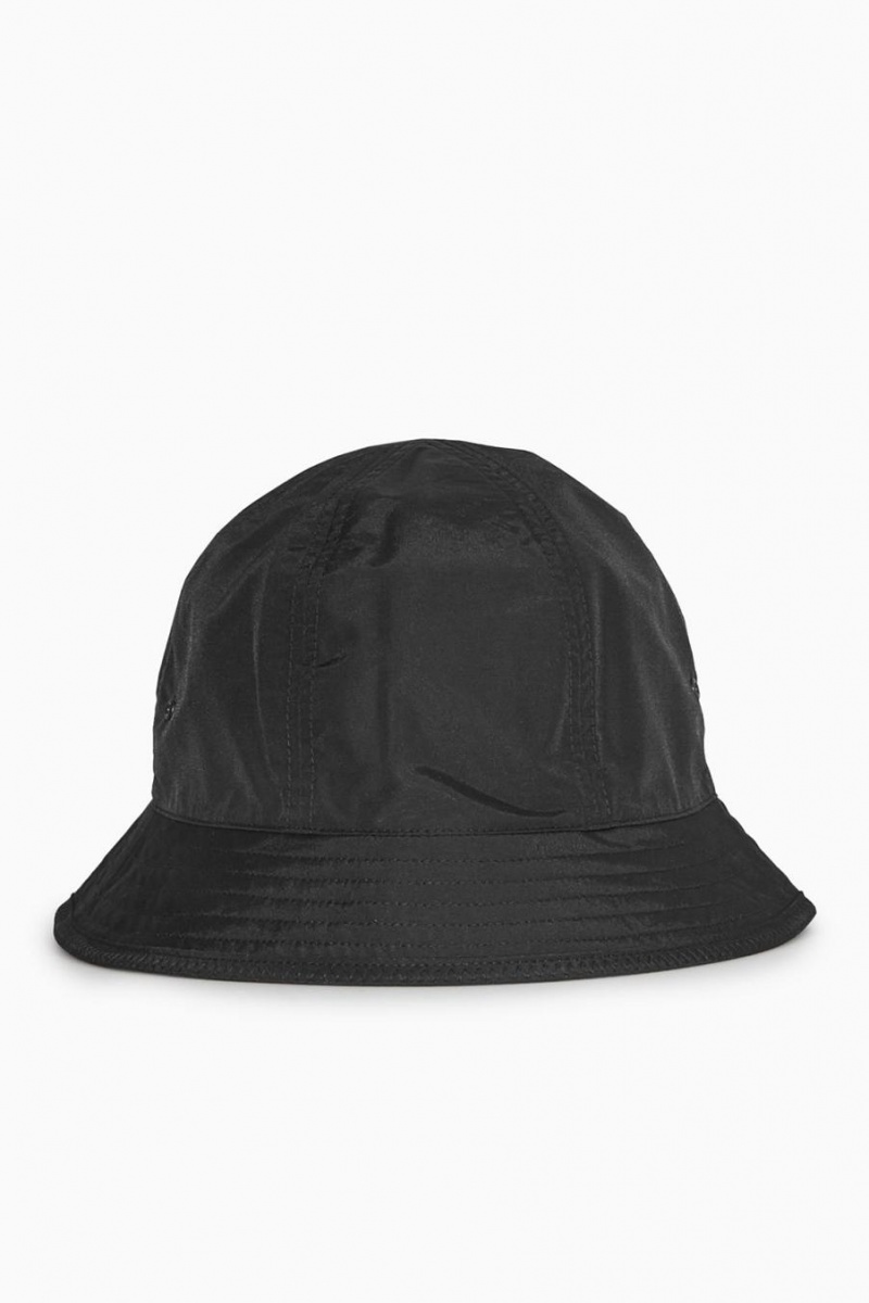 COS Reversible Nejlon Bucket Kalap Férfi Fekete Sötétzöld | MDB-068215