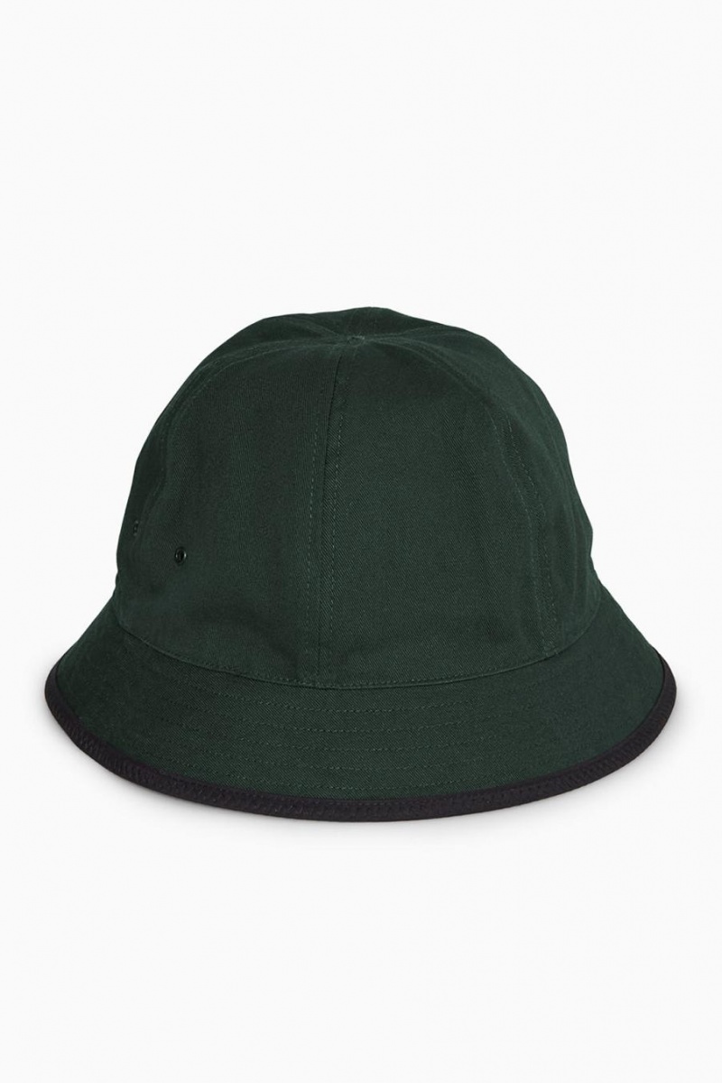 COS Reversible Nejlon Bucket Kalap Férfi Fekete Sötétzöld | MDB-068215