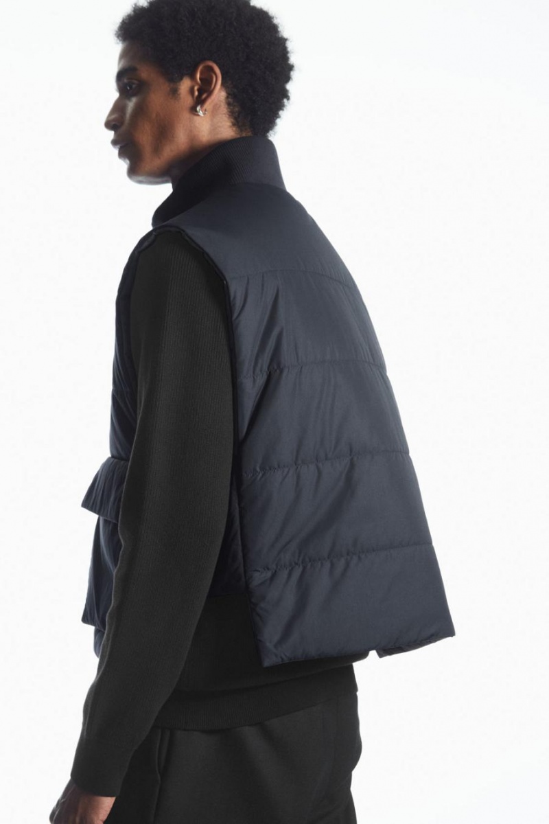 COS Reversible Párnázott Utility Mellény Férfi Szürke Sötétkék | OHU-318690
