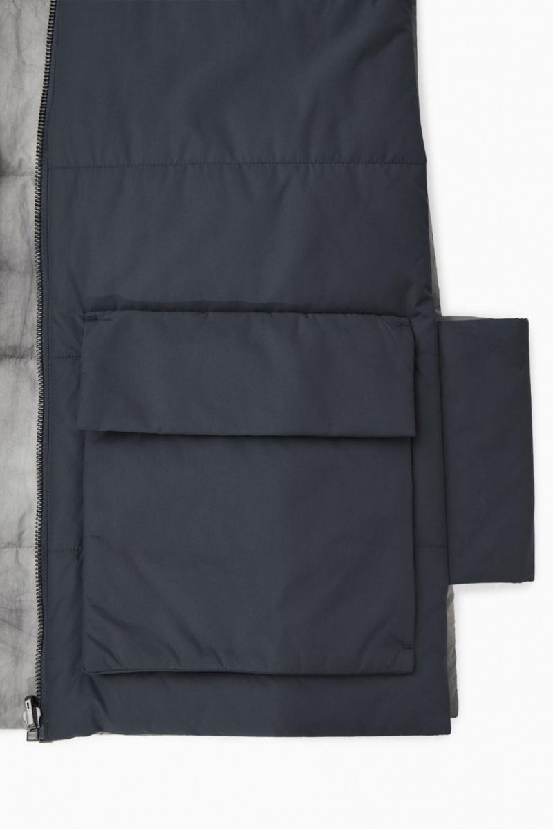 COS Reversible Párnázott Utility Mellény Férfi Szürke Sötétkék | OHU-318690