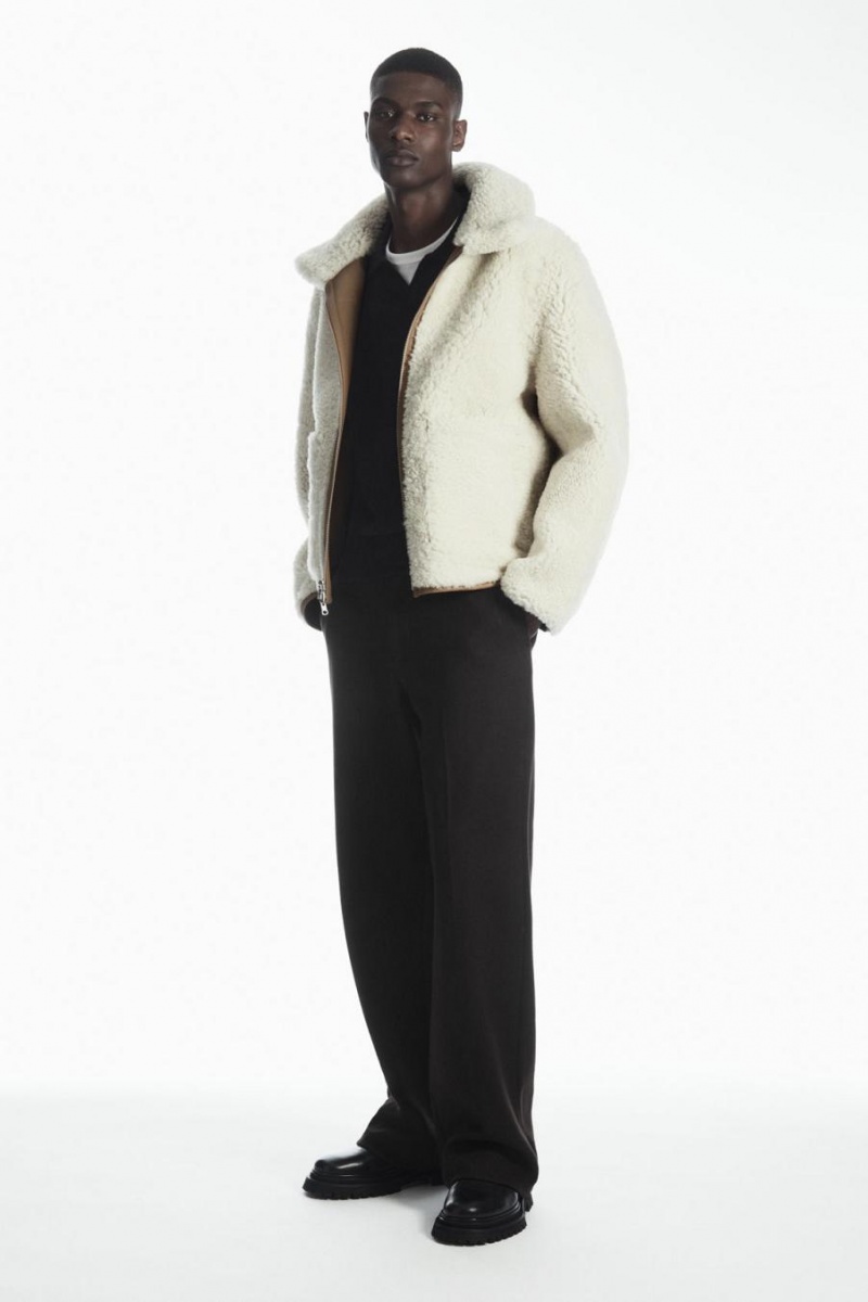 COS Reversible Shearling Kabát Férfi Barna | NKP-620345