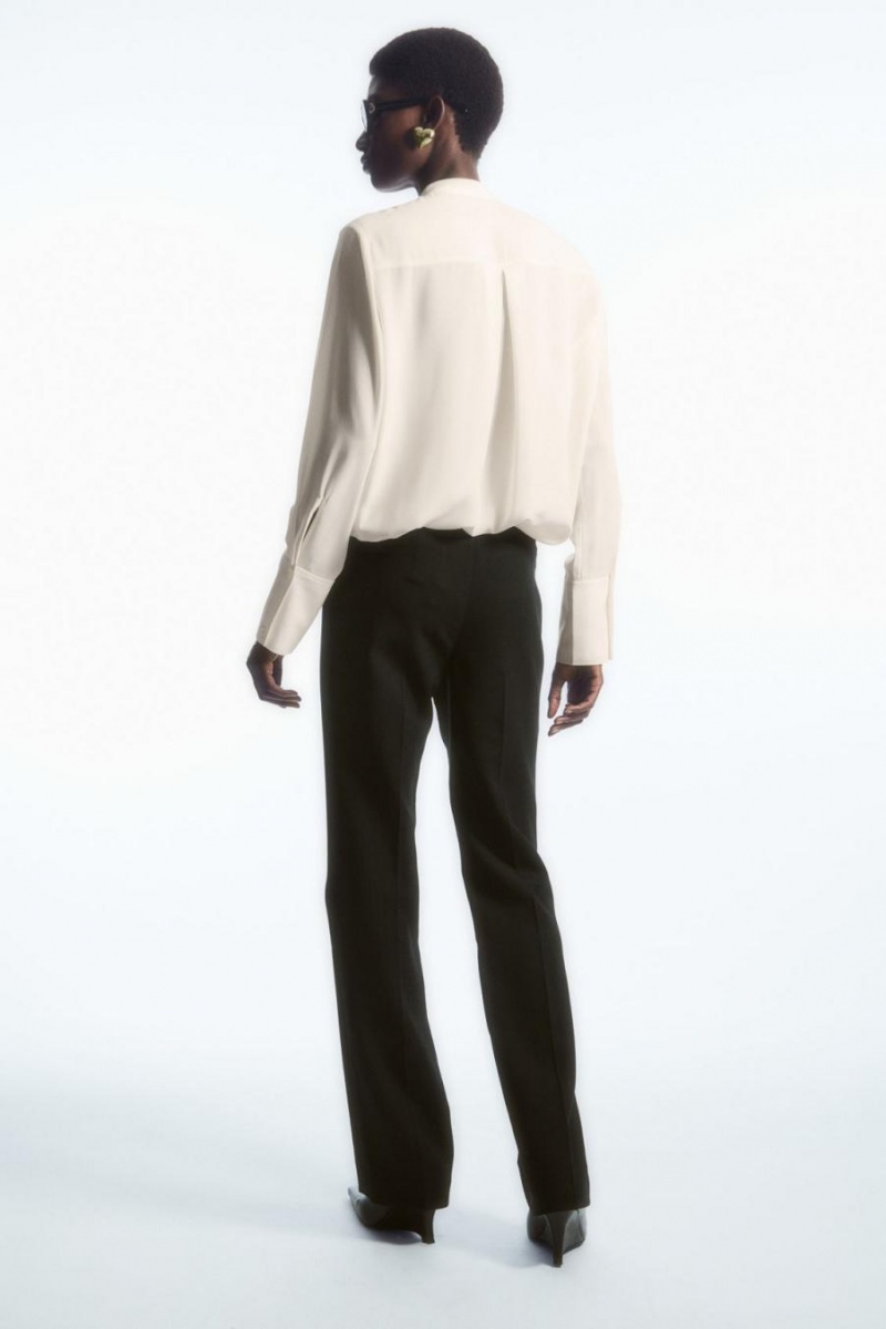 COS Ruffled Stand-collar Blúz Női Fehér | PEV-951843