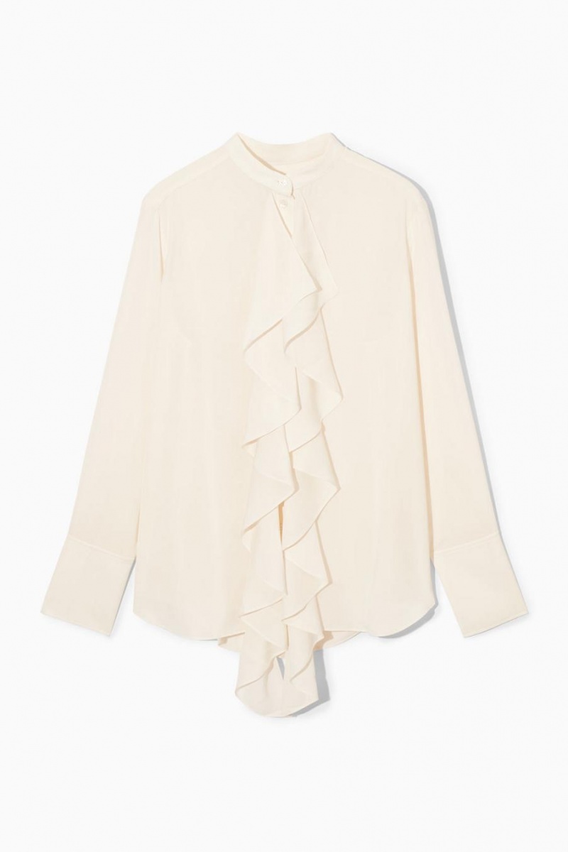 COS Ruffled Stand-collar Blúz Női Fehér | PEV-951843
