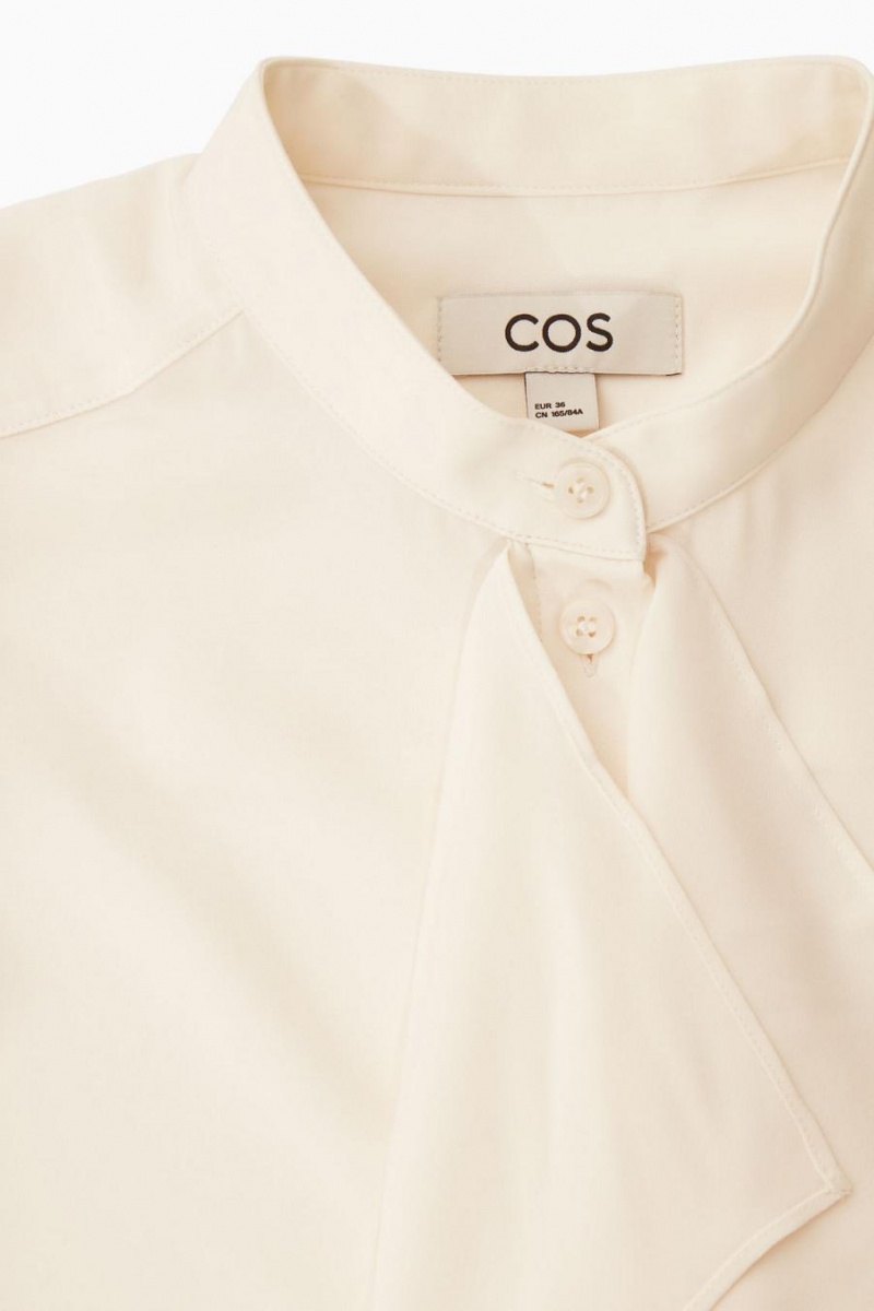 COS Ruffled Stand-collar Blúz Női Fehér | PEV-951843