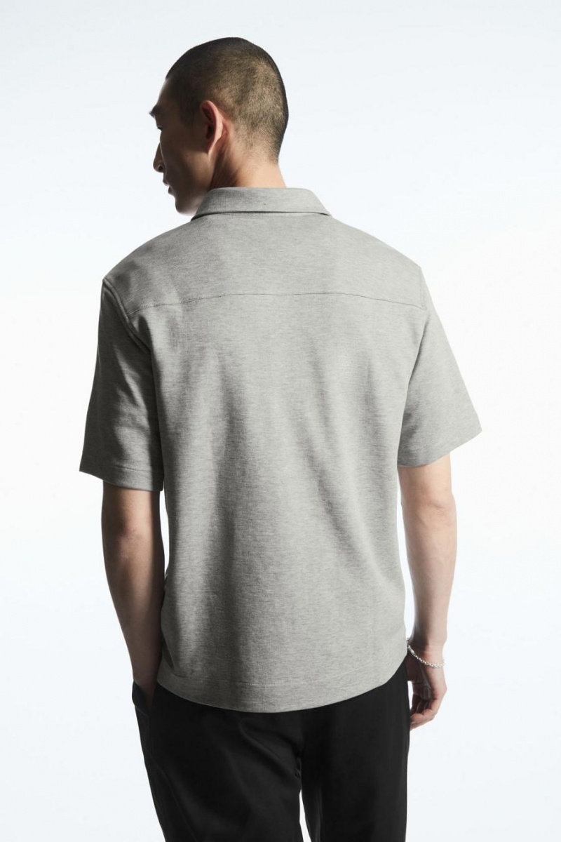 COS Rövid-sleeved Jersey Ing Férfi Szürke | KRC-783460
