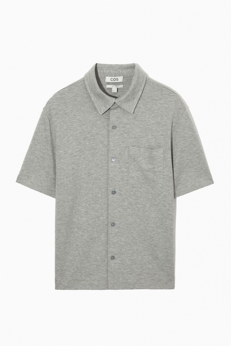 COS Rövid-sleeved Jersey Ing Férfi Szürke | KRC-783460