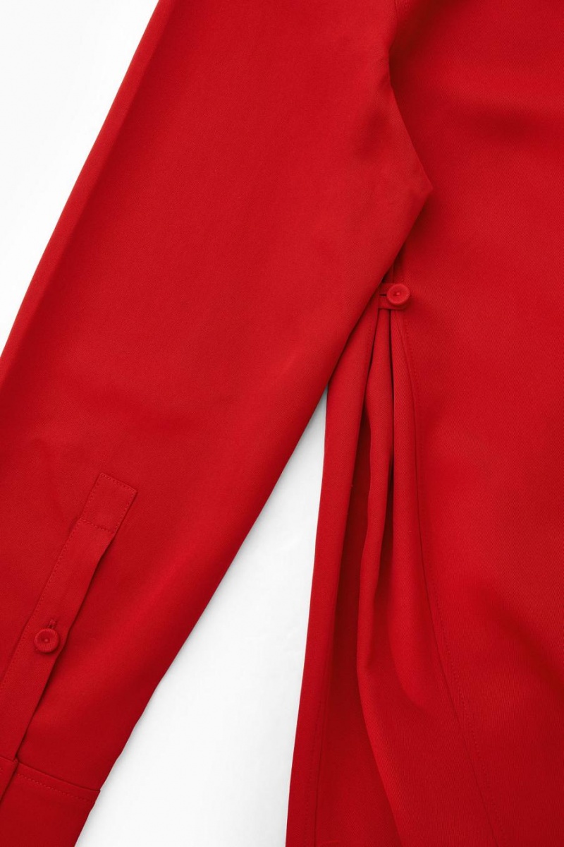 COS Scarf-detail Draped Midi Ruha Női Piros | SWN-416079