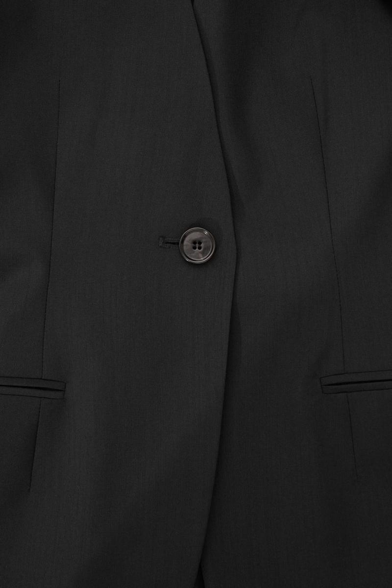 COS Sculpted Collarless Gyapjú Blézer Női Fekete | IWO-725813