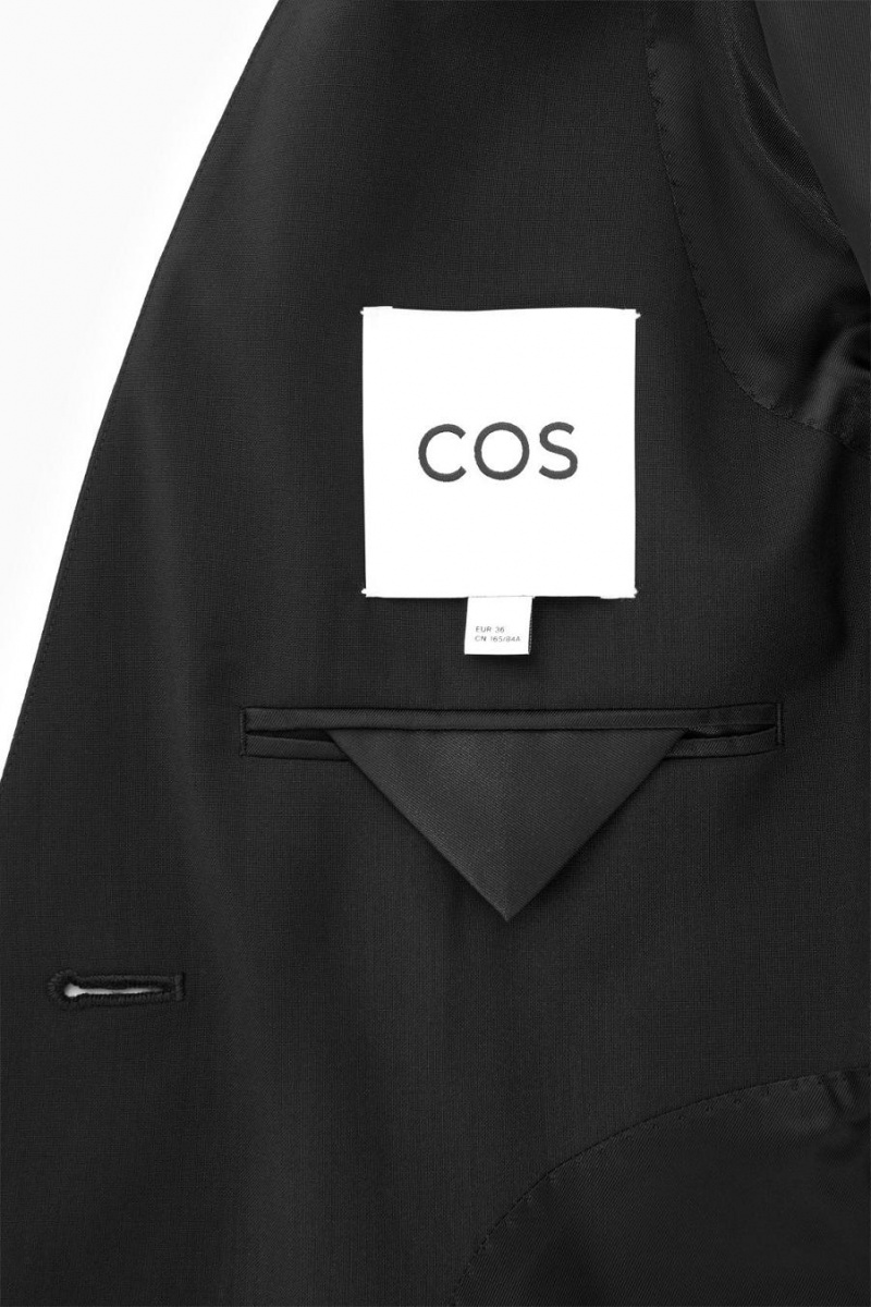 COS Sculpted Collarless Gyapjú Blézer Női Fekete | IWO-725813