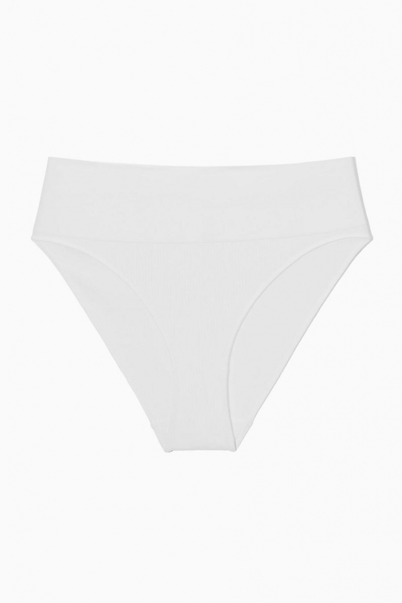 COS Seamless Bordázott High-waisted Rövidnadrágok Női Fehér | VPS-539706