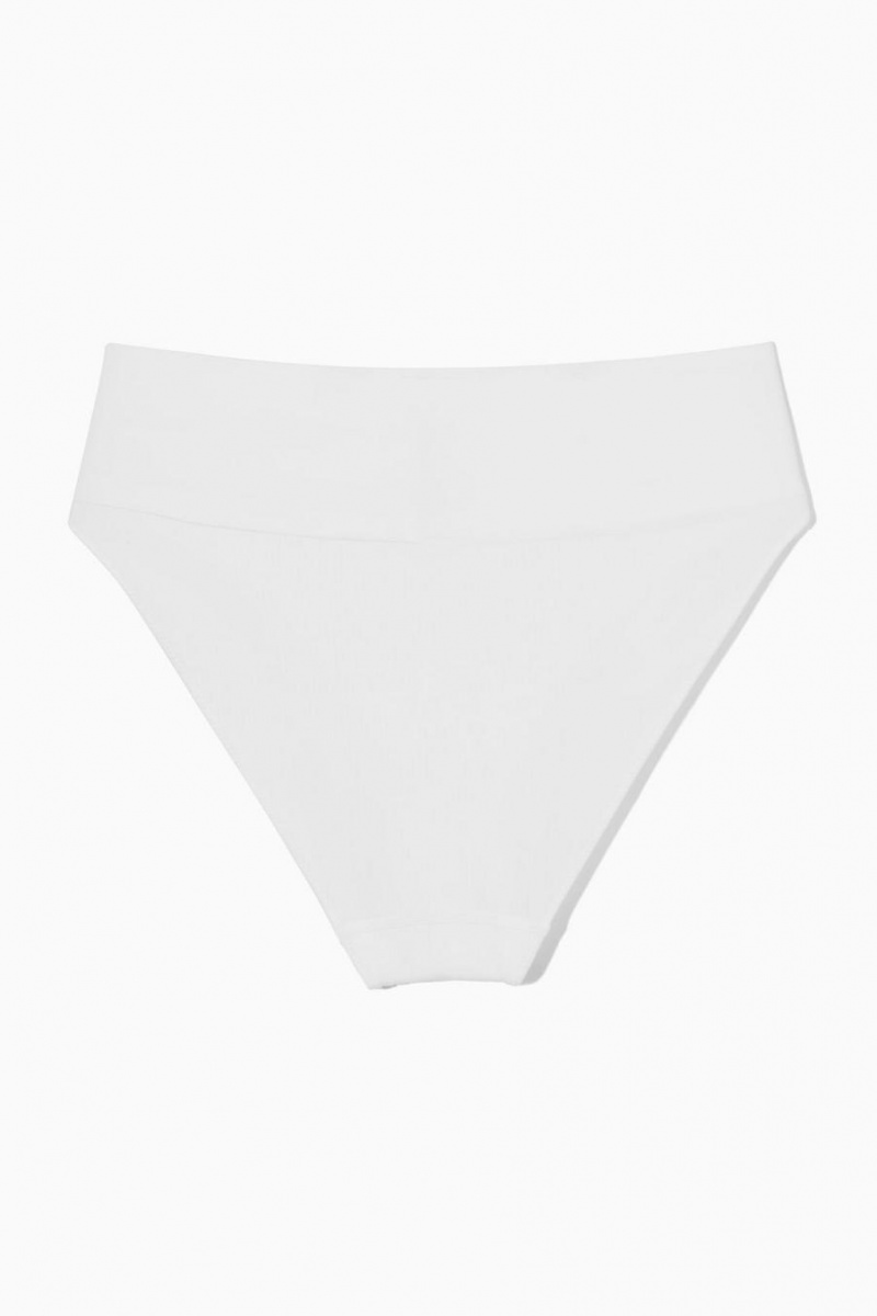 COS Seamless Bordázott High-waisted Rövidnadrágok Női Fehér | VPS-539706
