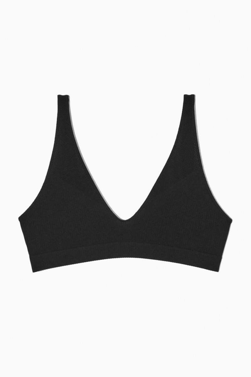 COS Seamless Bordázott Melltartó Női Fekete | TOK-710835
