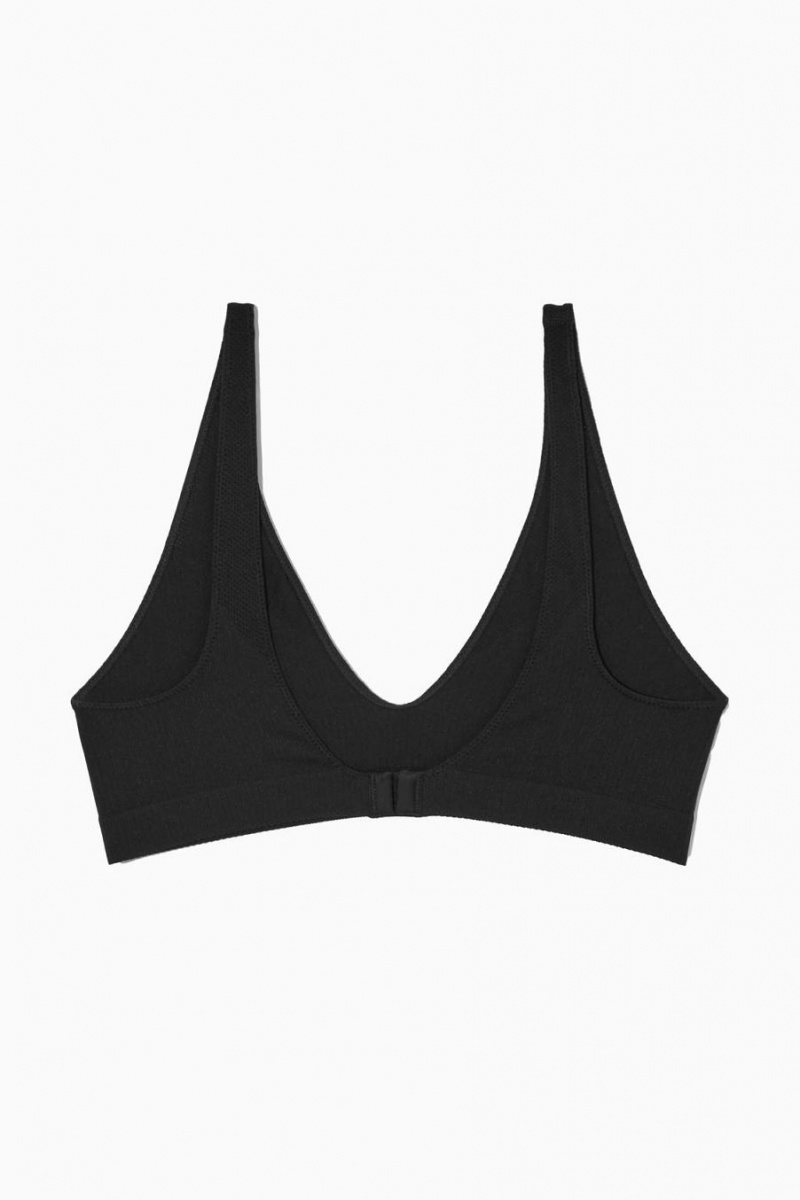COS Seamless Bordázott Melltartó Női Fekete | TOK-710835