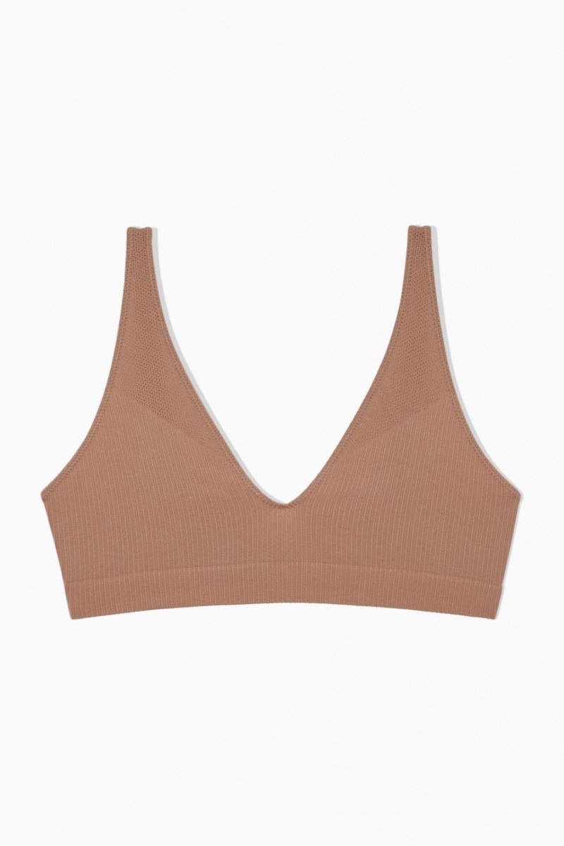 COS Seamless Bordázott Melltartó Női Sötétbézs | SXP-320814