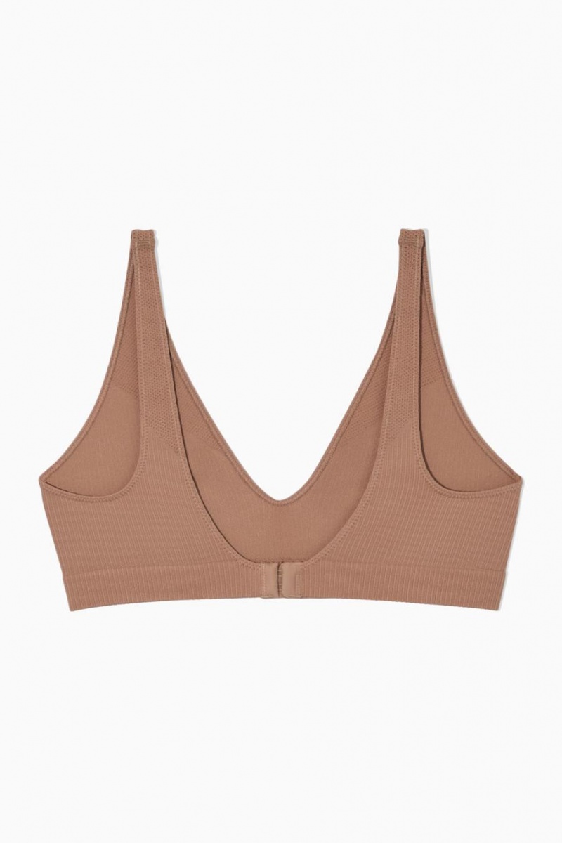 COS Seamless Bordázott Melltartó Női Sötétbézs | SXP-320814