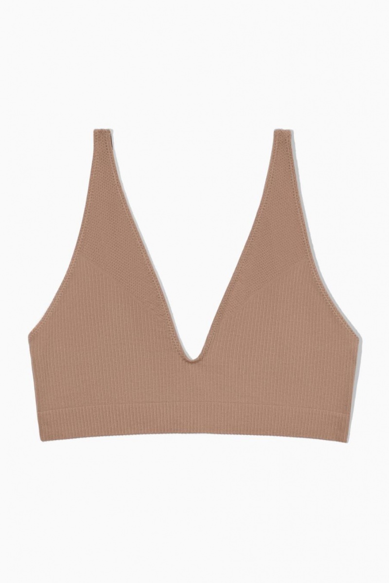 COS Seamless Bordázott Melltartó Női Sötétbézs | SQK-590218